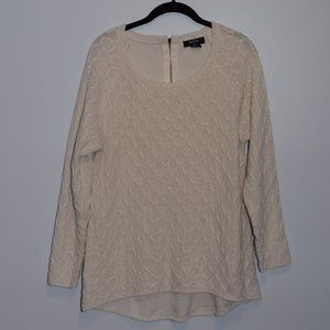 Women's Ivory Sweater with Cable Detail L